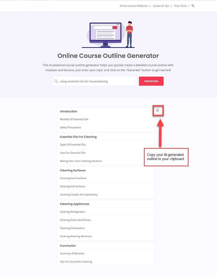 Using our AI-powered course outline generator saves time