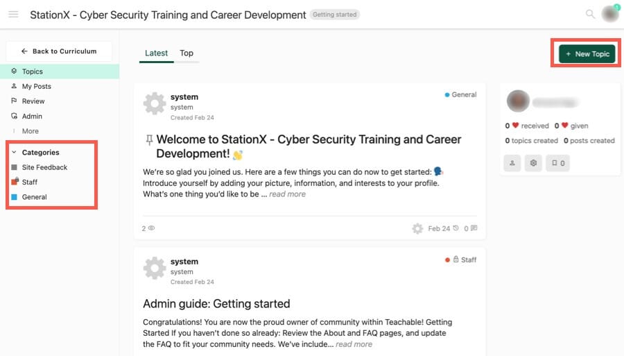 Teachable's community feature